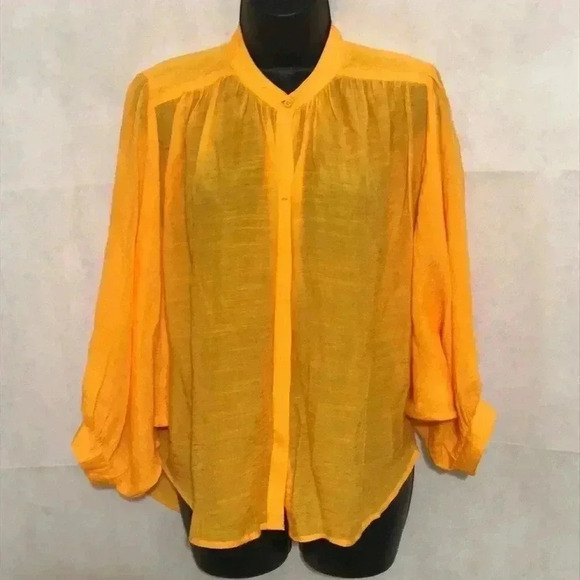 Anthropologie Maeve Orange Brynna Button Front Blouse Size S—D1 - Picture 3 of 8